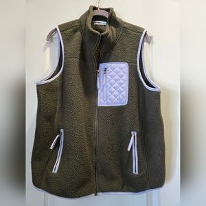 Women's Size Large, Sonoma, Fleece Vest, Olive/Lavendar